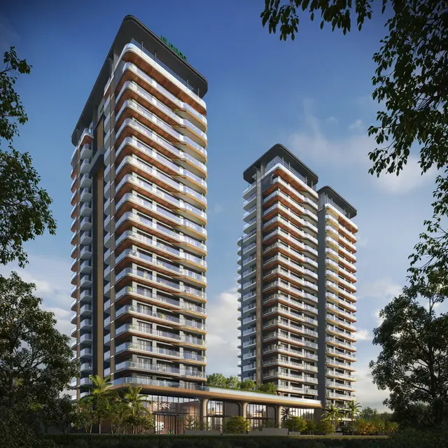 Eldeco Camelot towers, Dwarka — corner perspective (artist's impression)