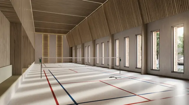 Eldeco Fairway Reserve indoor badminton court in the club