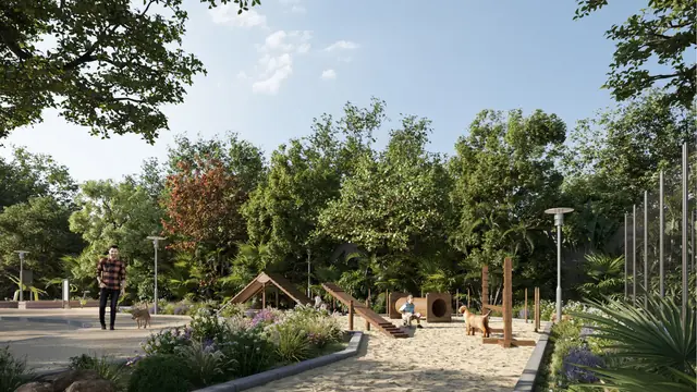 Eldeco Fairway Reserve pet park with agility equipment