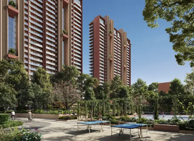Eldeco Fairway Reserve towers with the outdoor table tennis plaza