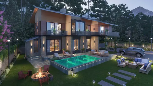 Eldeco Terra Grande Kasauli Hills — 4 BHK Sal Estate villa with pool and fire pit