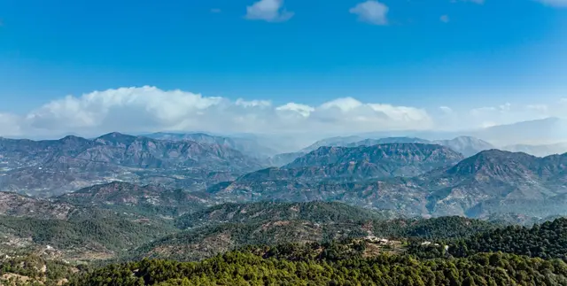 Real photograph: Himalayan ridges seen from Sirmaur near the Terra Grande estate