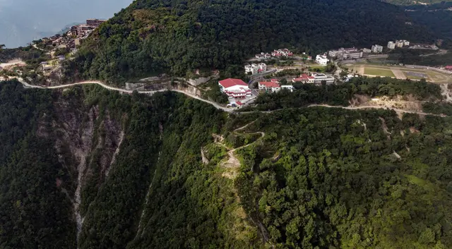 Real drone photograph of the Narendra Nagar ridge